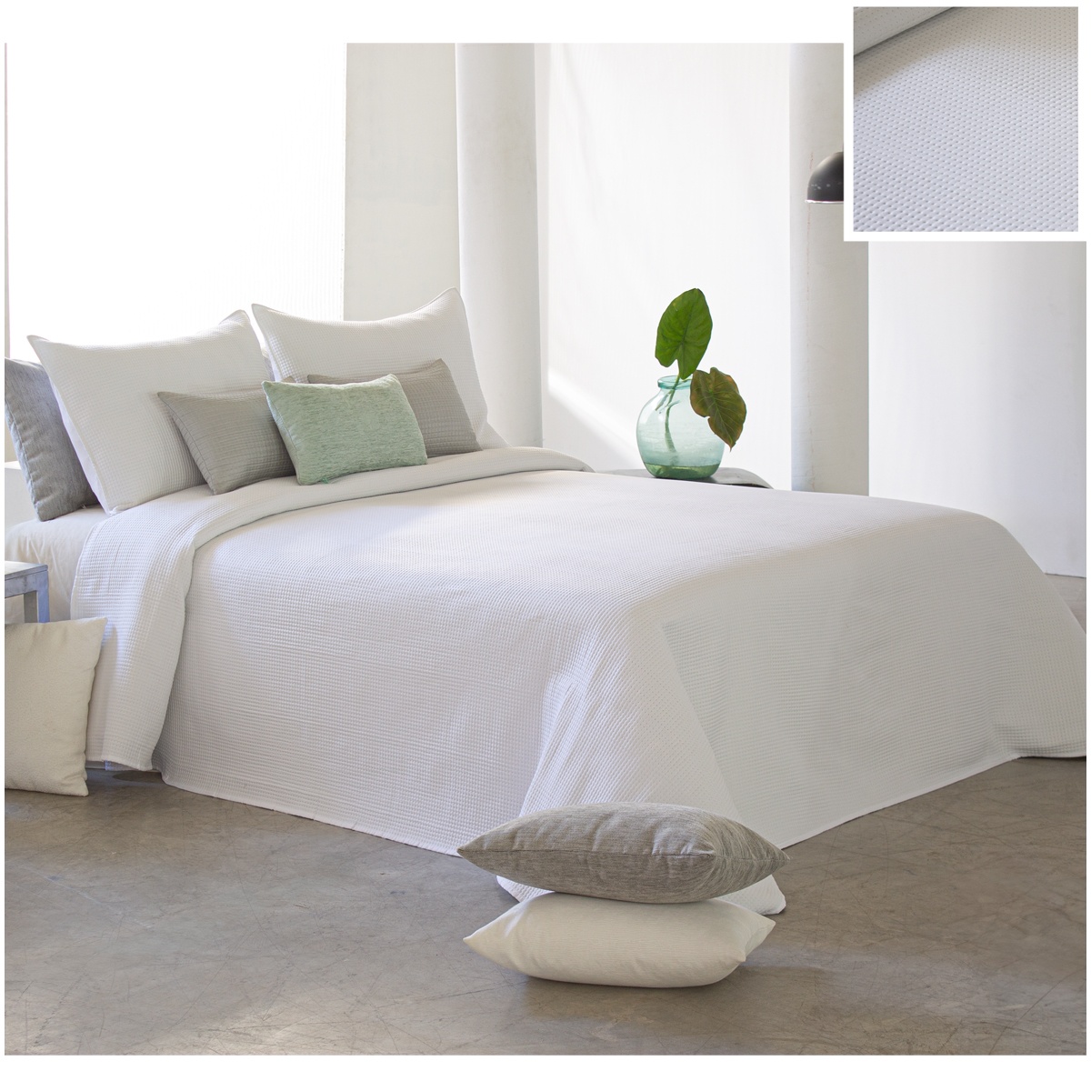 Colcha boutie acolchado fino Arnar Blanco