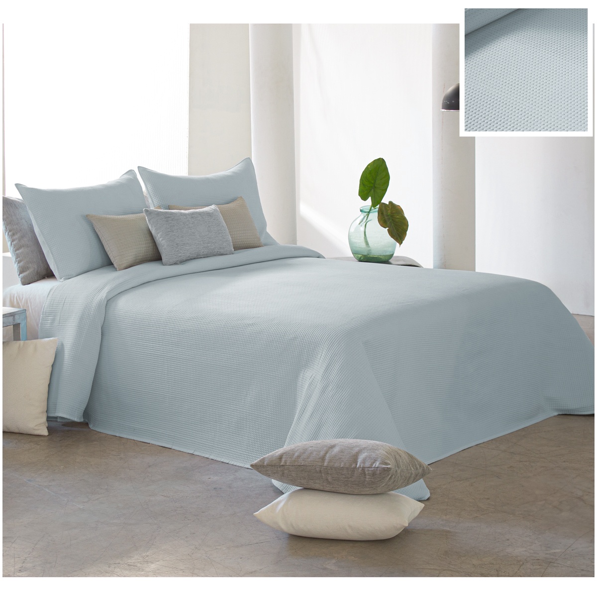 Colcha boutie acolchado fino Arnar Azul