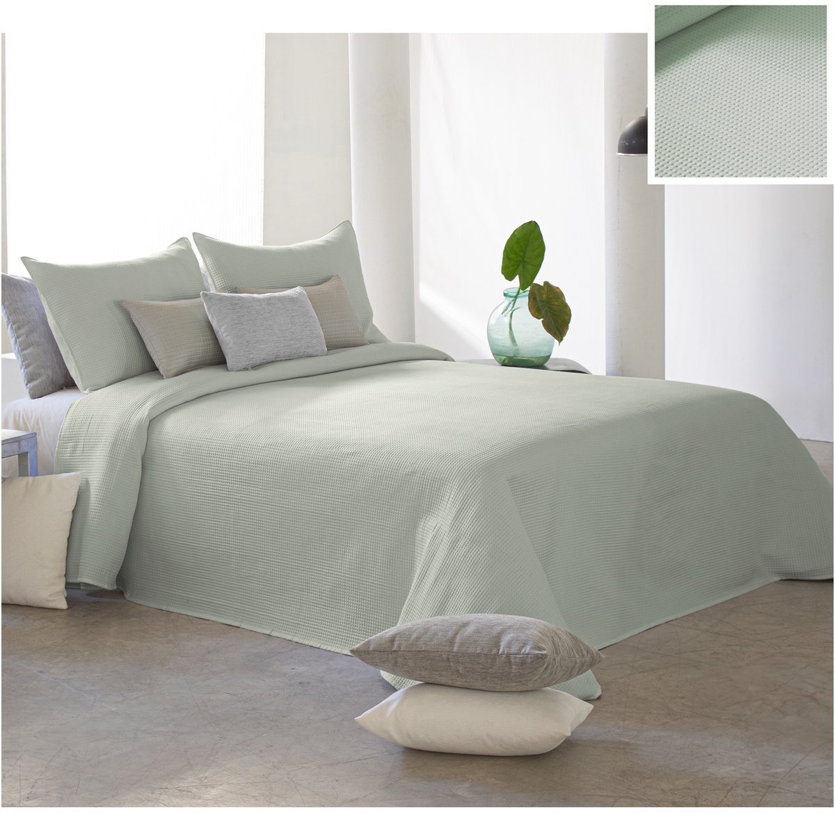 Colcha boutie acolchado fino Arnar Gris Musgo