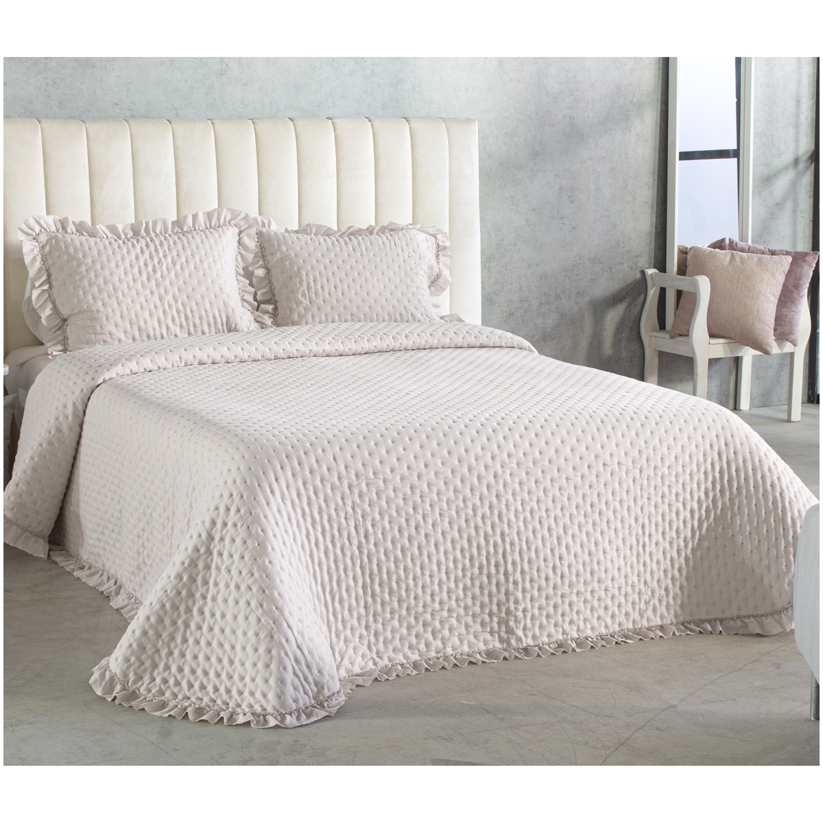 Colcha boutie acolchado fino Melfi Rosa
