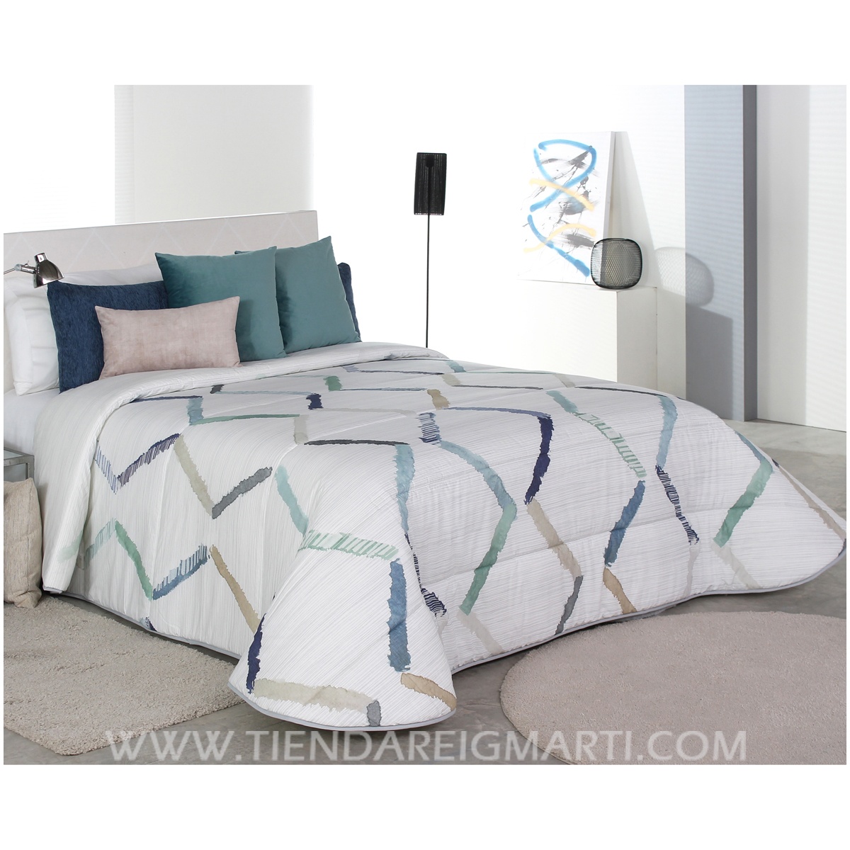 Edredón acolchado completo Parham Azul